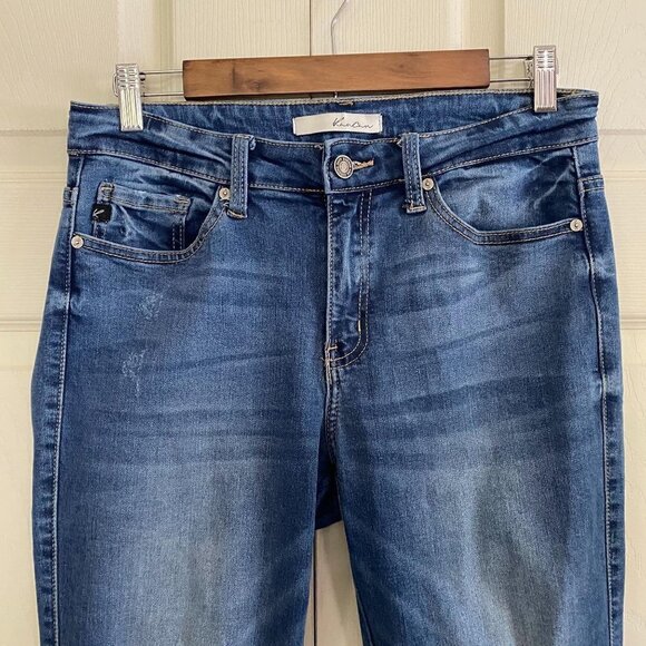 Kancan Women's Distressed Raw Released Hem Skinny High Rise Blue Jeans Size 29 - Picture 4 of 10